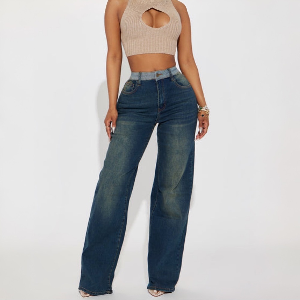 Fashion Nova Dark Blue Flare Jeans